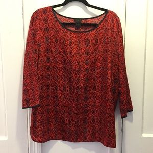 Ann Taylor Navy red leopard blouse size XL